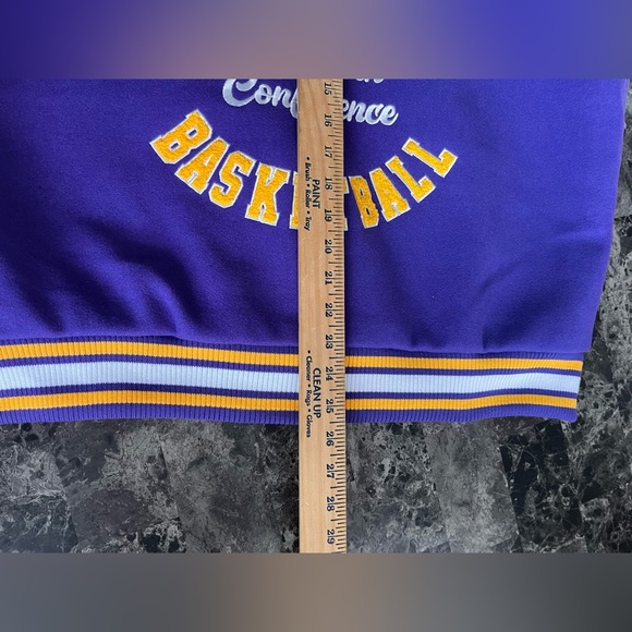 Men's LA Lakers Bomber Jacket Front & Back Embroidered Graphic Team Name Logo - Picture 6 of 9